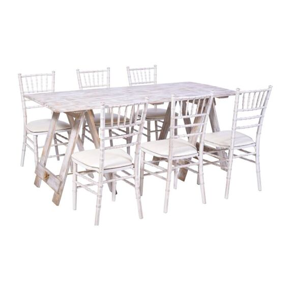 Chiavari wooden chairs with vintage wooden table 180 cm - 6 people